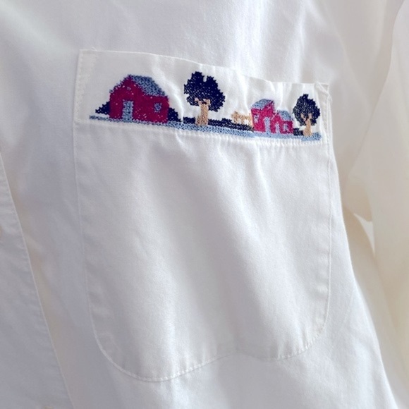 Alfred Dunner vintage cottage cross-stitch button down - Picture 6 of 10